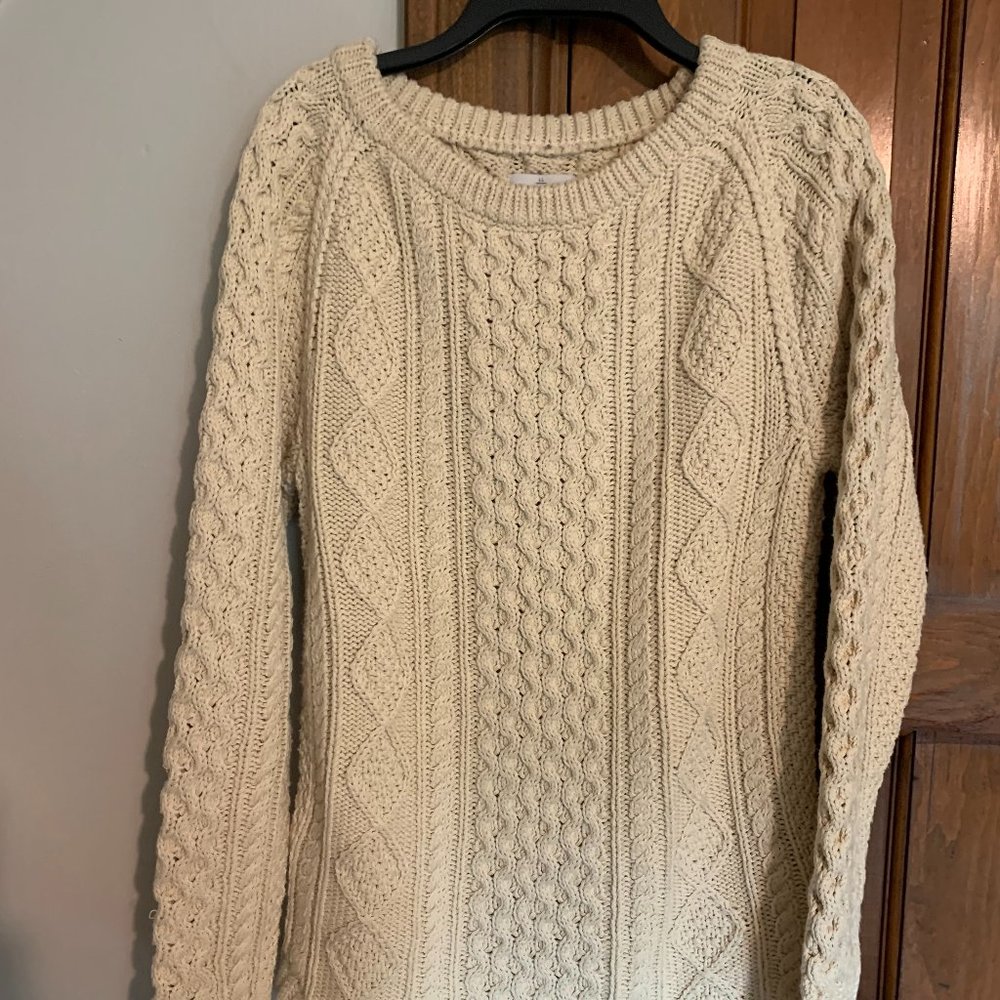 LL Bean Women's Signature Cotton Fisherman Tunic Sweater, Rope, XXS